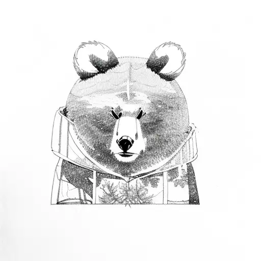 Pine Tree With A Bear