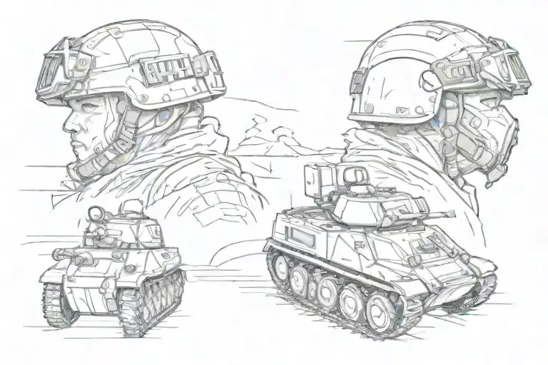 Military Dog Tags Military Helmet Military Tank Surrounded