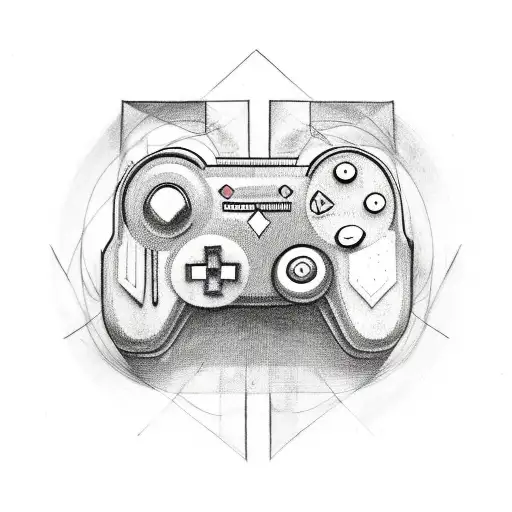 A Tattoo Of A Video Game Controller Merging With A Rock Guitar