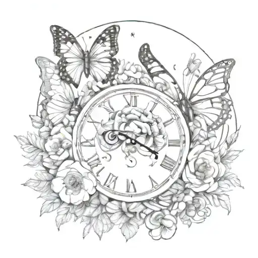 Double Clock Names Flowers And Butterflies