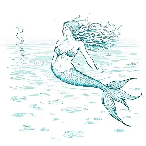 Mermaid Swimming In Lagoon