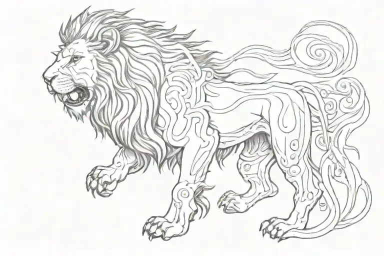 Fire Lion Tattoo Design Inspired