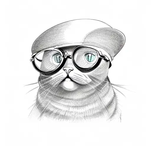 Cat With Mustache Glasses Hat
