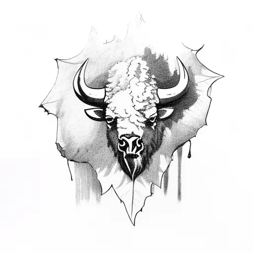 Bison Skull Adorned With Maple Leaves