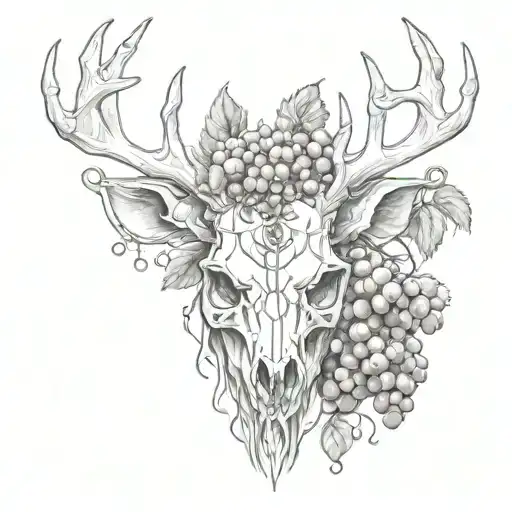 Deer Head Skeleton And Grapes