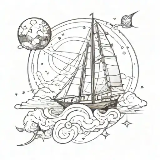 Sailboat In Space Themed