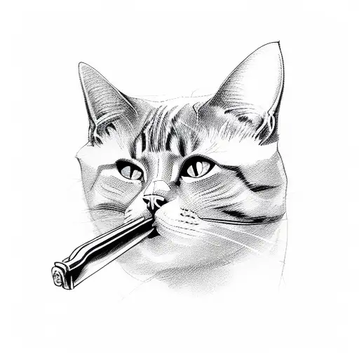 Cat With Red Wine And Butchers Knife