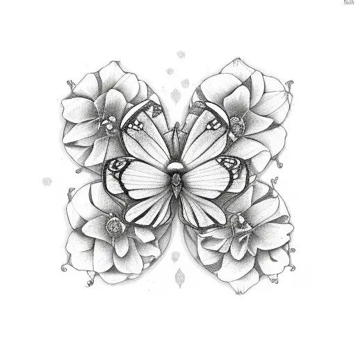 3 Butterflies With Flowers And A Cancer Sign