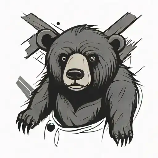 Cute Bear Cartoon With Thick Black Lines