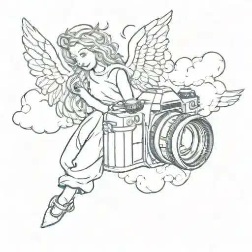 Angel On A Cloud With Camera Lens