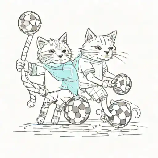 Cat Playing Soccer And Sloth Playing Saxophon