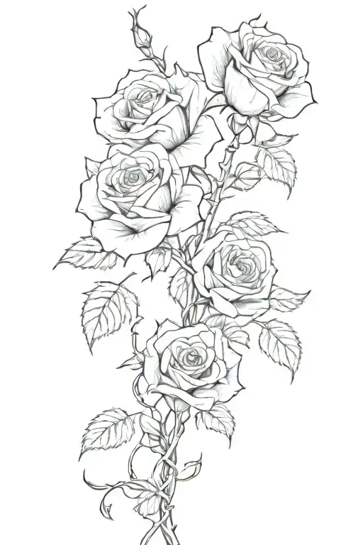 Roses On Vine Thin Long Stem