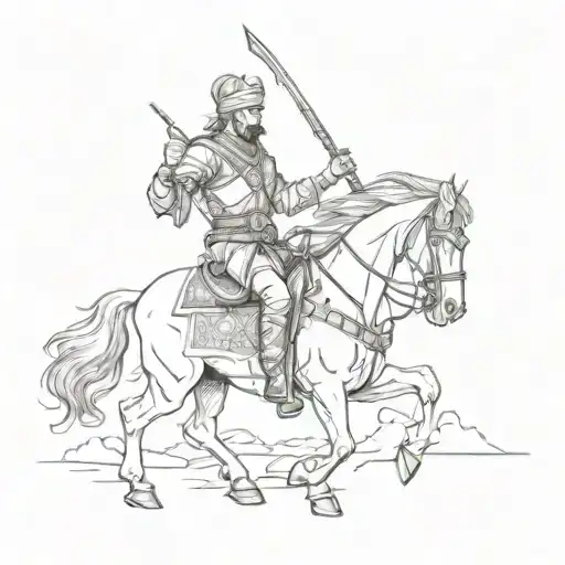 Cossack On Horse Holding A Spear