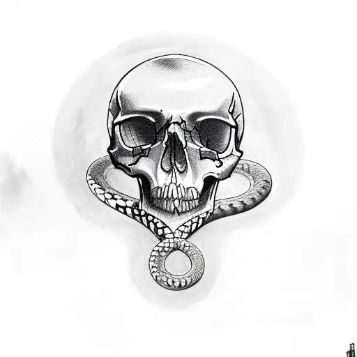 Tattoo Of Skull With A Snake Curling Through
