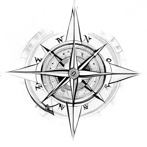 A Detailed Compass With Viking Symbols