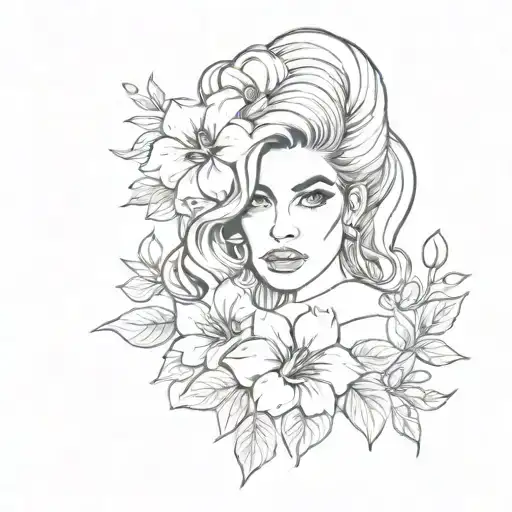 Amy Winehouse Black Flowers Arround