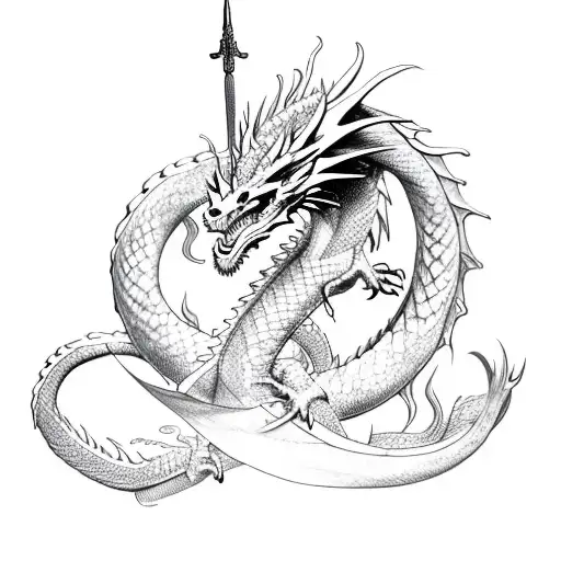 Dragon Entwined In A Sword