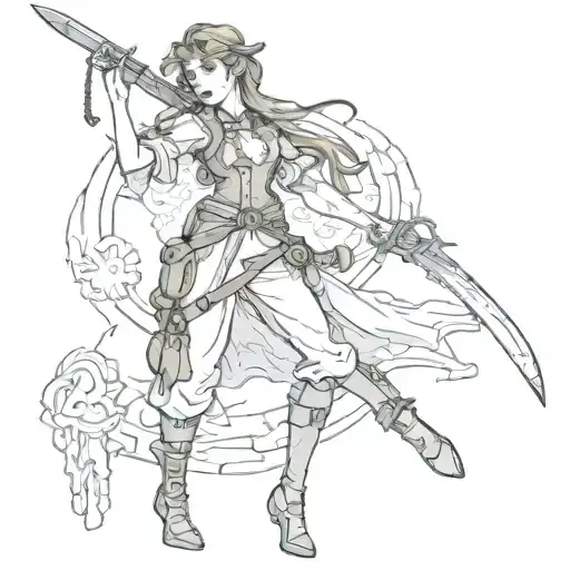 Hanged Girl With Sword And Scolds Bridle In Her Hands In Style Of 19 Century