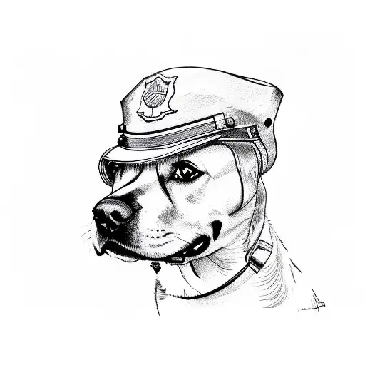 A Dog In Car Wearing Pilot's Hat Sketch Style