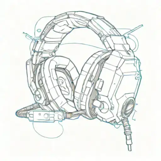 A Sketch Of A Futuristic Gaming Headset With A Glowing Design