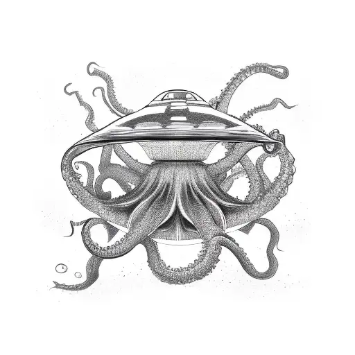 Alien Ufo Abduzing An Octopus