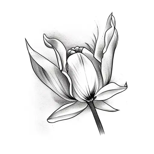 Line Tattoo Of A Tulip