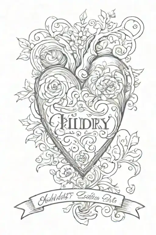 Heart With Children's Name And Date Of Birth