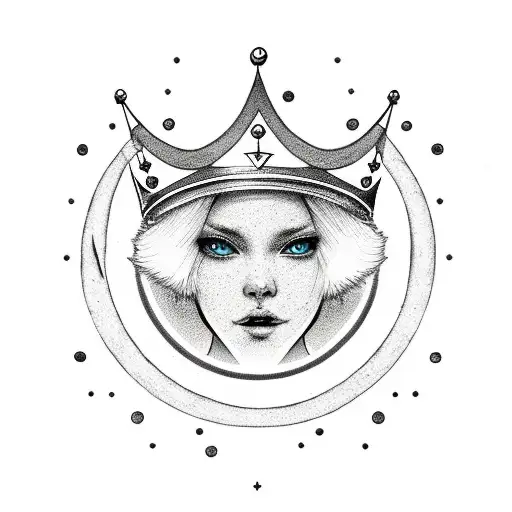 Moon With Cancer Sign And A Little Crown With Letter J