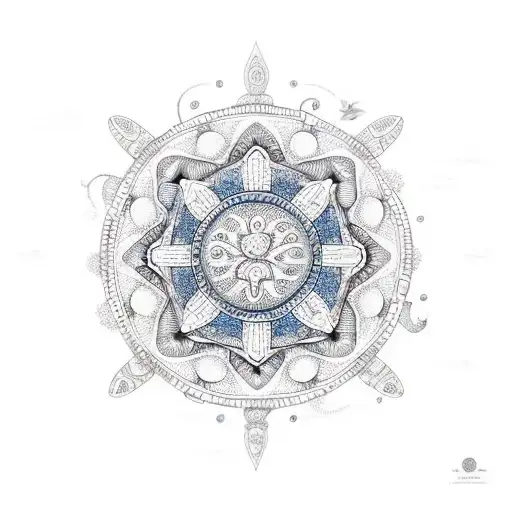 A Mesmerizing Mandala Design Incorporating Various Ocean Creatures And Book Motifs