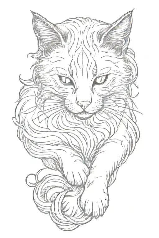 Long Hair Kitten Full Body Sleeping In The Sun