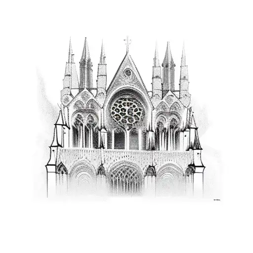 A Gothic Cathedral With Musical Notes Floating In The Air