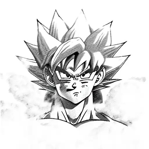 A Sketch-style Depiction Of Goku From Dragon Ball Z Surrounded By Celestial Bodies