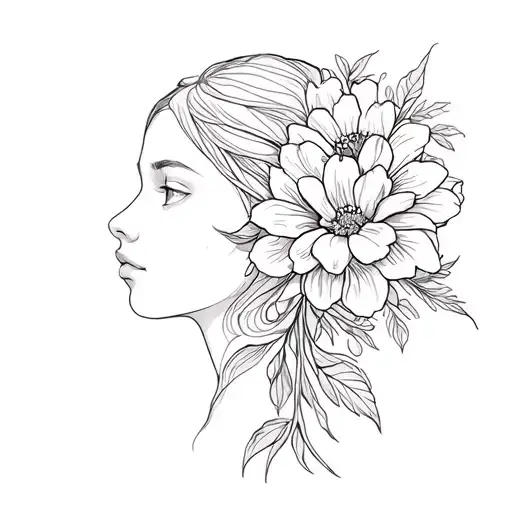 Flower Of Birth And Face In Profile