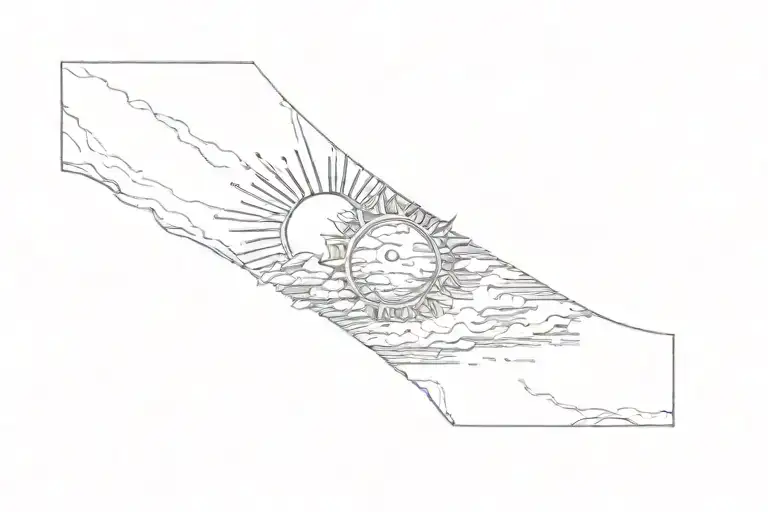 A Tattoo Of A Sun And Clouds