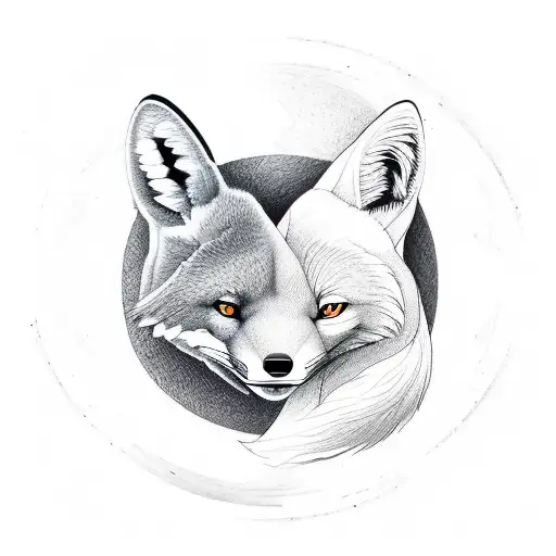 A Yin Yang Symbol With A Fox And Kangaroo Intertwined Within It