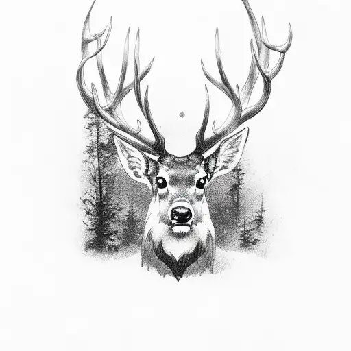Stag In Misty Forest For Upper Arm