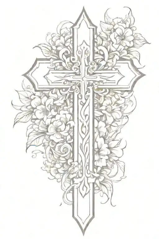 Christian Cross With Flowers