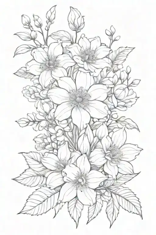 Flower Bouquet Of Birth Flowers Of March And October