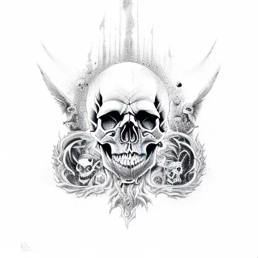 Skull And Hell And Symbols