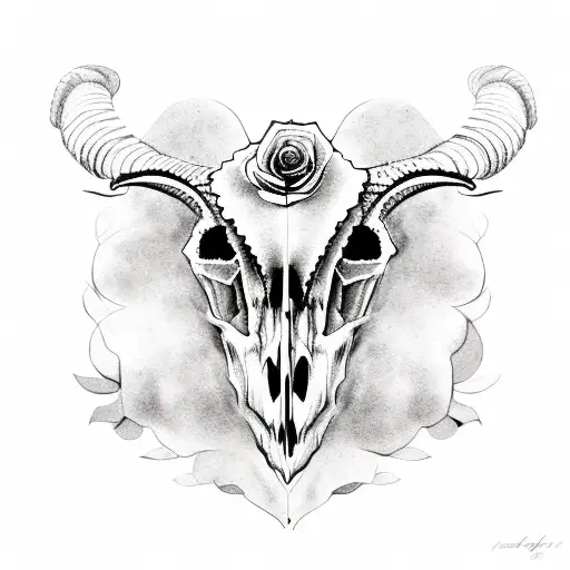 Sheep Skull With Black Roses