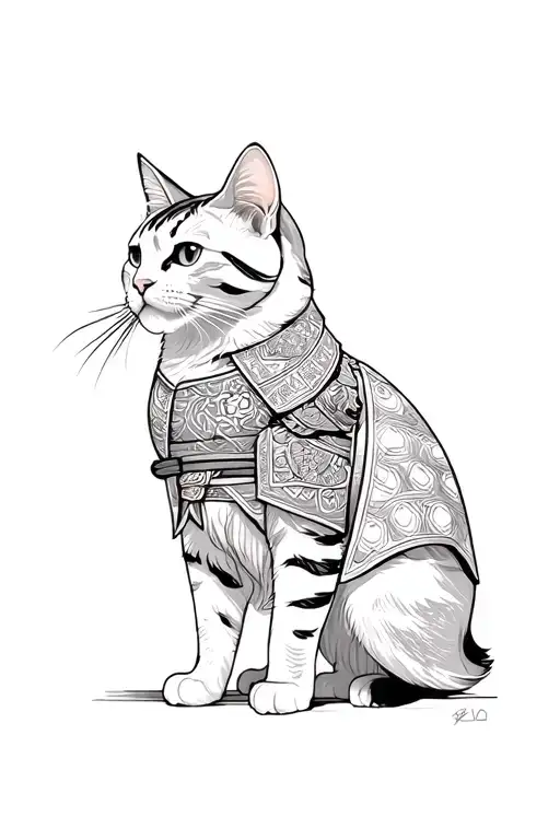 Cat Samurai Standing