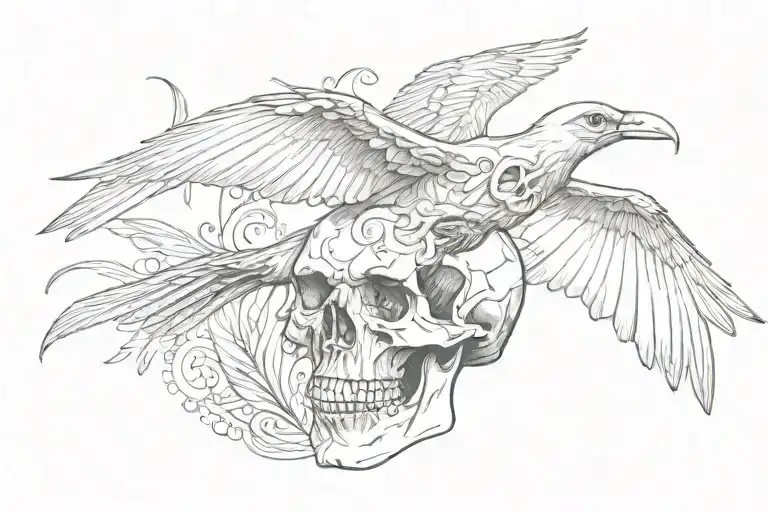 Skull Bird Flying