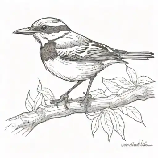 African Pied Wagtail Bird Perched