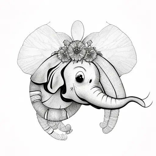 Flowers With Butterflies An Elephant Grim Reaper