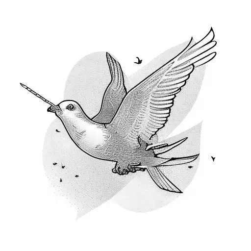 Flying Dove With Caligraphic B Behind