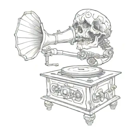 Gramophone With Skull Base