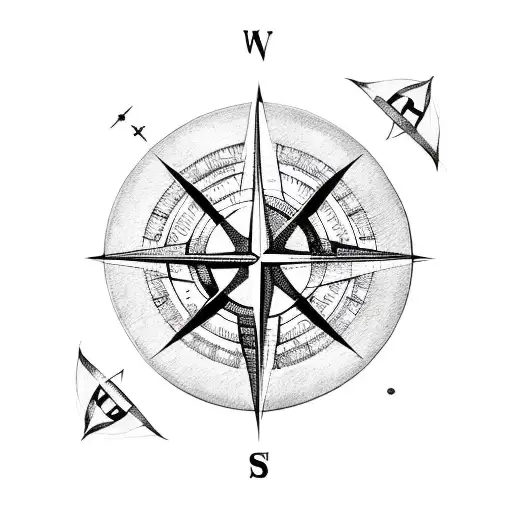 Compass On A Map With Viking Symbols