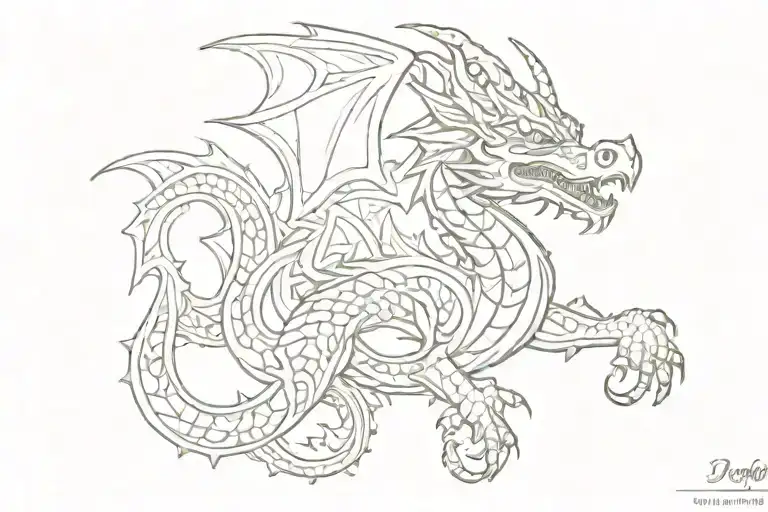 Dragon In Scandinavian Ornament