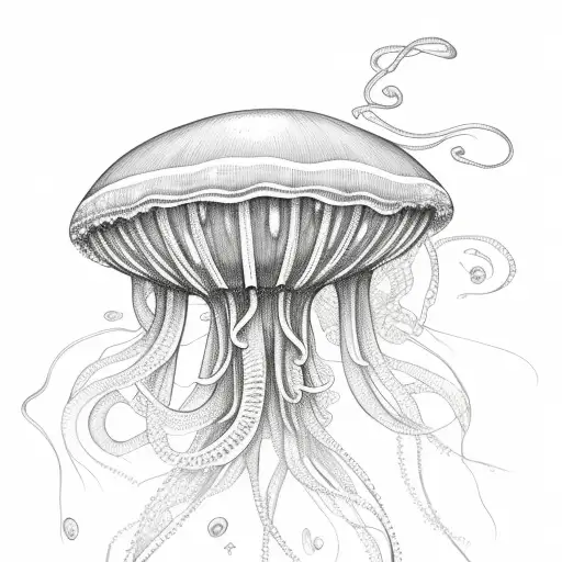 Jellyfish With An Ornamental Background