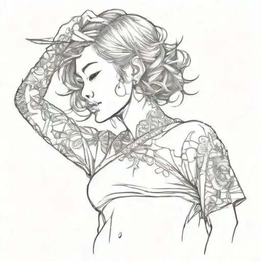 Young Asian Girl With Short Hair Splitting Her Stomach With Tanto